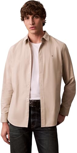 Herren LS Solid Oxford Klassisches Hemd LV140EM125 andere Hemden, Braun (Ancient Marble), M, Braun (Antiker Marmor), M