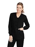 Grey's Anatomy Women's Junior Fit 4 Pocket Sport Button Front Scrub Jacket, Black, Small