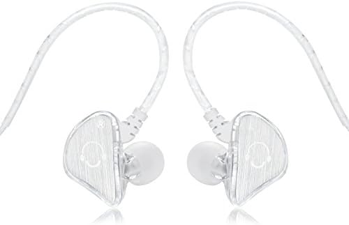 VBASS In-Ear Headphones Noise Isolating Earbuds with Microphone Sweatproof Secure Fit Designed to Stay in your Ears (White)