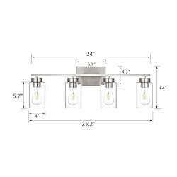 A1A9 4 Light Bathroom Vanity Light Fixtures, Brush