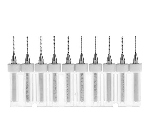 Carbide PCB Rotary Tool BE-TOOL 10 Pcs 0.8mm Tungsten Carbide Micro PCB Drill Bits， 1/8" Shank for PCB, Jewelry, CNC, Soft Metals, Print Circuit, Engraving Tool