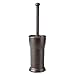 mDesign Compact Freestanding Plastic Toilet Bowl Brush and Holder for Bathroom Storage and Organization - Space Saving, Sturdy, Deep Cleaning, Covered Brush - Bronze