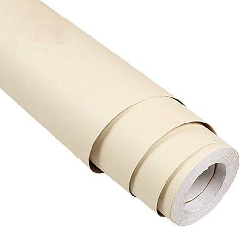 Temall Solid Color Frosted Contact Paper Self Adhesive Wallpaper Waterproof Shelf Drawer Liner Cabinet Sticker 15.6 inch by 9.8 Feet (Cream Color)