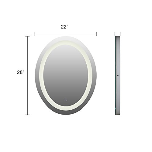 COZ Oval LED Lighted Bathroom Mirror, Modern Touch Dimmable Wall