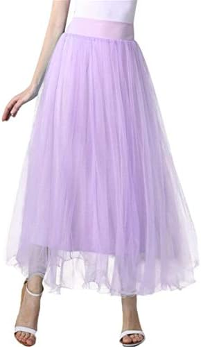 Women A line mesh Tulle Skirt Knee Length Elastic Waist for Evening Party Prom Formal Skirts
