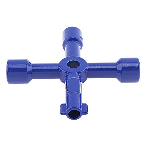 ChgImposs Multi-function Key Wrench, 4 In 1 Universal Inside Cross Triangle Plumber Blue Key Wrench for Electric Control Cabinet Train Elevator