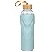 ORIGIN - Best BPA-Free Glass Water Bottle with Protective Silicone Sleeve and Bamboo Lid - Dishwasher Safe – 22 Ounce (Sky Blue)