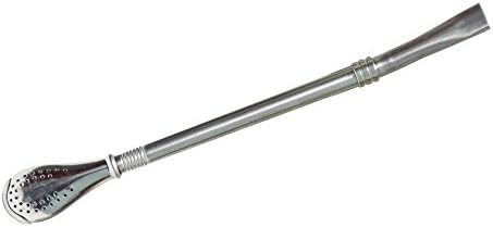 Yerba Mate Bombilla, Tea Bombilla Gourd Drinking Filter Straws Stirrer 304 Food-Grade Stainless Steel Straw with 7.5" Length, 1 PCS (SILVER)