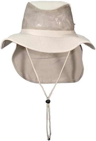 Tropic Hats Packable Wide Brim Mesh Safari/Outback W/Neck Flap &amp; Snap Up Sides - Khaki XXXL