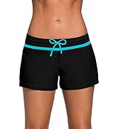 BLENCOT Women's Swim Shorts Ladies Drawstring Swimming Board Shorts Plus Size Swimming Bottom