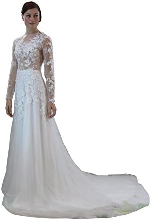 JingNiang New Arrival Sexy Romantic 3D Lace Bridal Gown Beach Wedding dress US 2 White