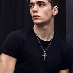 ADMETUS Black Celtic Cross Necklace Sterling Silver