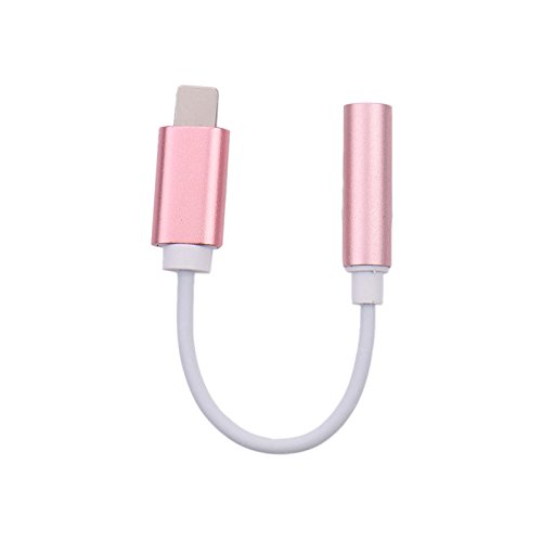 Lightning to 3.5mm Aux Headphone Jack Adapter Cable,Interface Headphone Audio Adapter to Listen Music Data Cable for iphone 7 / 7 plus - Rose Gold