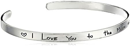 IXIQI Jewelry 9ct Gold Plated Adjustable Bracelet for Women Engraved " I love you to the moon and back "