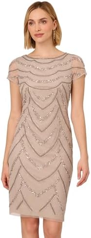 adrianna papell women's beaded cap-sleeve sheath dress Amazon.com: Adrianna Papell Women's Beaded Cocktail Dress, Stone, 6 : Clothing, Shoes & Jewelry