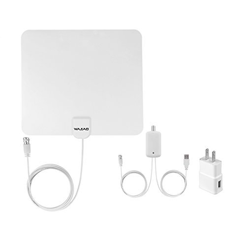 WAAO TV Antenna Indoor HD Digital TV Antenna with 50 Miles Long Range Amplifier HDTV Signal Booster Upgraded Version-13ft Coax Cable USB Power(white)