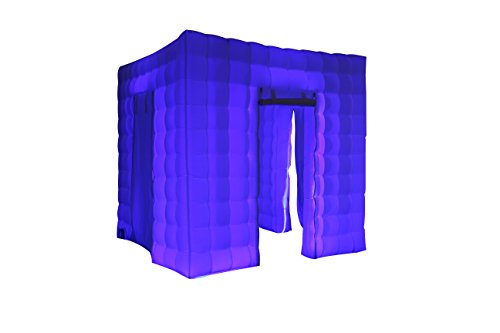 Stagerbooth® Inflatable Portable Photo Booth Enclosure with 16 Colors LED Changing Lights and Inner Air Blower for Weddings Parties Promotions Advertising (three doors)