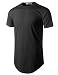 URBANCREWS Mens Hipster Hip Hop Basic Longline Crewneck T-shirt BLACK LARGE
