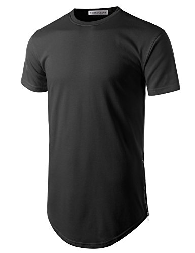 Urbancrews mens hipster hip hop basic longline crewneck…