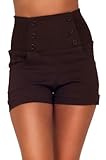 High Waisted Sophisticated Trendy Chic Front Button Vintage Inspired Shorts