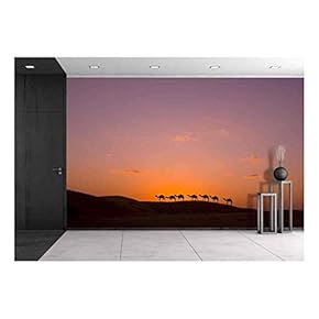 Camel Caravan in The Desert - Removable Wall Mural | Self-Adhesive Large Wallpaper - 66x96 inches
