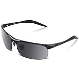 COSVER Men's Sports Style Polarized Sunglasses for Men Driving Cycling Running Fishing Golf Unbreakable Frame Metal Driver Glasses (Black)