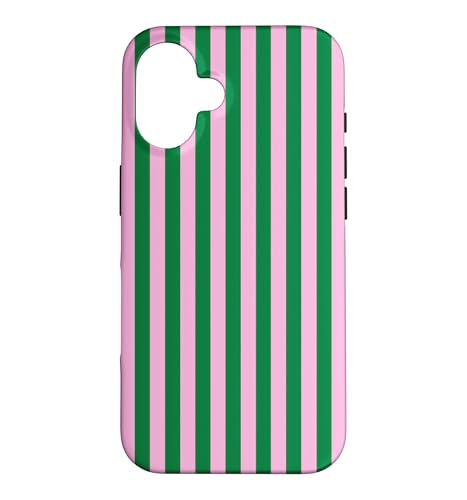 Green and Pink Stripes Geometric Vertical Lines Case for iPhone 16