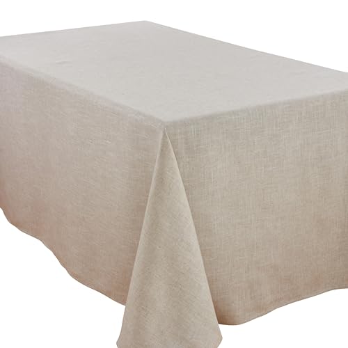 SARO LIFESTYLE 731.N90156B Collection Poly and Linen Blend Toscana Tablecloth with No Hemstitch Border, 80% polyester-20, Natural