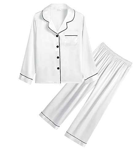 SWOMOG Kid Girls Boys Silk Satin Pajamas Set
