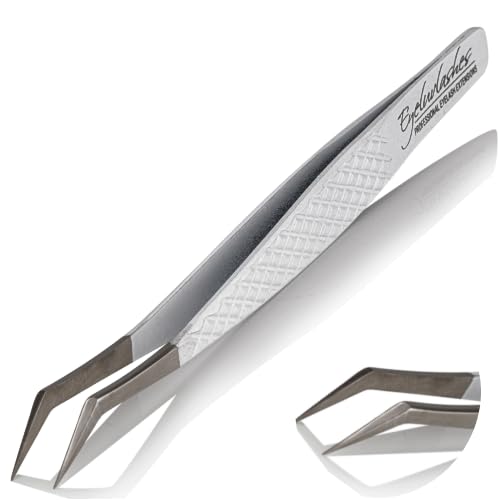 Individual Eyelash Extension Tweezers Diamond Grip L Shape 35 Degree Angle for Classic or Volume lash application Fanning Isolation Placement Eyeluvlashes (Slim Angled L Shape)