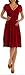 TINYHI Women's Knee Length Short Sleeve Jersey Skater Summer Dress,Crimson,Medium