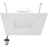 Maxxima 6 in. 5 CCT Retrofit Recessed Square LED Downlight - 1200 Lumens, Color Selectable 2700K-5000K (2700K/3000K/3500K/4000K/5000K), Dimmable, 90 CRI, Ideal for Kitchen, Bathroom, or Bedroom