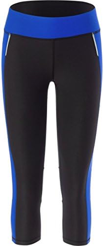 Ki Pro Women's Performance Capri with Mesh Leg (S, Black / Electric Blue)