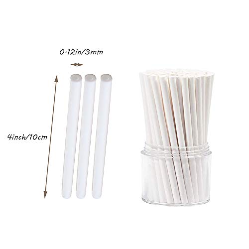 300 Count White 4 Inch Lollipop Sticks,Sucker Stick for Cake Pops,Cookies,Candy,Chocolate,Party