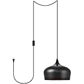 Living District Nora 1-Light Mid-Century Aluminum Pendant in Black Finish