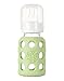 Lifefactory 4-Ounce BPA-Free Glass Baby Bottle with Protective Silicone Sleeve and Stage 1 Nipple, Spring Green