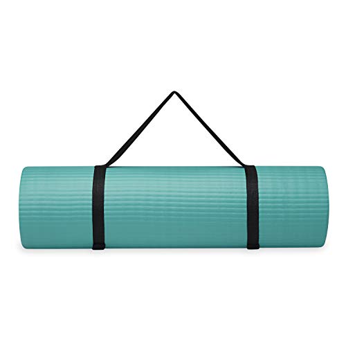 Gaiam Essentials Thick and Thin Yoga Mat Fitness & Exercise Mat with Easy-Cinch Carrier Strap