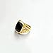 Star Jewelry Signet Pinky Ring with Black Square Enamel 18K Gold Plated for Men and Women Size 6-14