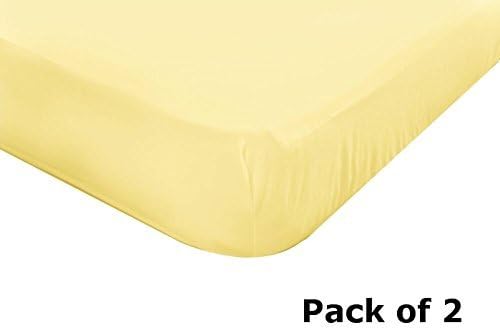 Jersey Knit Fitted Sheet for Cot Bed (75" X 33") (Yellow 2 Pack)