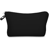 Deanfun Makeup Case Small, Cosmetic Zipper Bag Waterproof for Purse Mini, Women Cute Traveling Accessories Pouch for Ladies Thanksgiving Christmas Gifts(Solid Black D2-51705) 8.65" x 5.35" x 0.78"