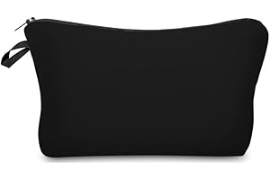 Deanfun Makeup Case Small, Cosmetic Zipper Bag Waterproof for Purse Mini, Women Cute Traveling Accessories Pouch for Ladies Thanksgiving Christmas Gifts(Solid Black D2-51705)