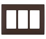 Leviton Renu REWP3-WB Three-Gang Screwless Snap-On Wallplate, Walnut Bark