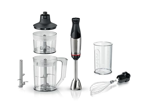 Stabmixer ErgoMaster Serie 6, einhändig bedienbar, 4 Edelstahl-Klingen, Mixer, Zerkleinerer, verschleißfreie Keramik-Kupplung, langlebig, Luftkühlung, 1000 W, MSM6M652