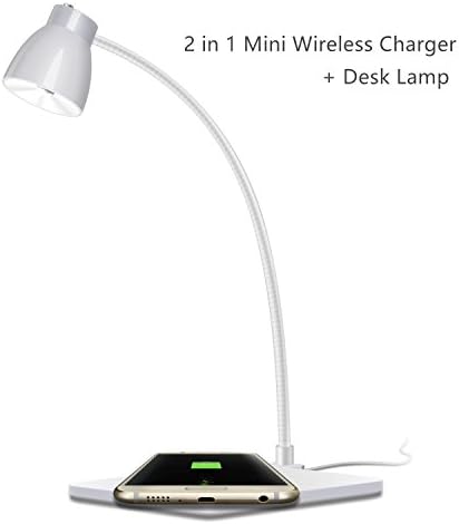iTus Multifunction LED Table Desk Lamp with Qi Wireless Charger Pad for for Samsung, Nokia, LG, HTC, and All Qi-Enabled Devices (White)