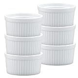 HIC Ramekins, Fine White Porcelain Souffle, 3.5-Inch, 6-Ounce Capacity, Set of 6