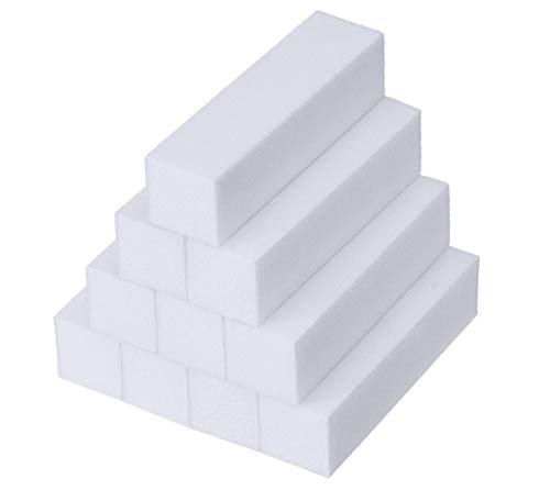 10PCS White Sponge Nail Buffer 4-Ways Nail Sanding Block Grit Tool Professional Salon Fingernail Manicure Pedicure Kit Pretty Manicure for Natural Gel Acrylic Fake Nails