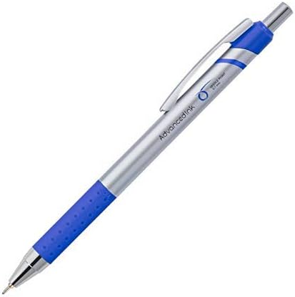 FORAY Advanced Ink Retractable Ballpoint Pens, Needle Point, 0.7 mm, Silver Barrel, Blue Ink, Pack Of 12 (Limited Edition)