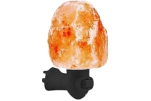 SALACIA Natural Pink Himalayan Rock Salt Black Plug in Night Light with On/Off Switch and 15 Watt Bulb Gibraltar Nightlight - Ideal Small lamp - Himalayan Salt Lamp - Night Light Lamp (Black)