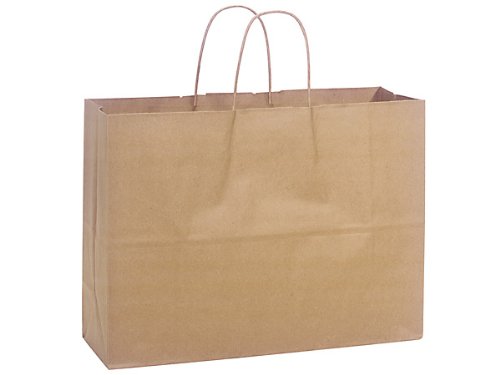 VOGUE NATURAL Kraft Shopping BagsBULK 16 x 6 x 12-1/2