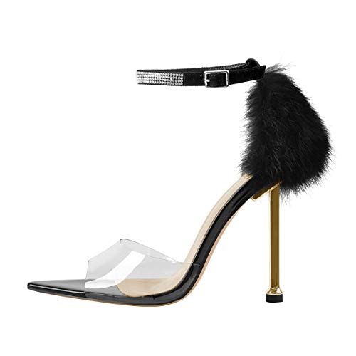 fluffy sandals heels